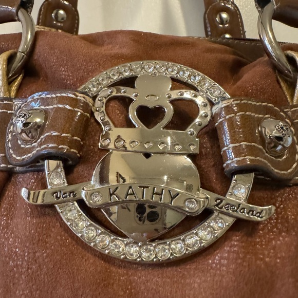 Kathy Van Zeeland Brown Suede and Vegan Leather Purse Handbag Shoulder Bag Purse - Picture 2 of 14